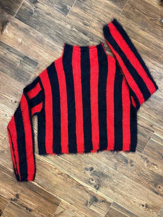 Blank NYC Sweaters - Blank NYC Striped Eyelash Knit Mock Neck Sweater